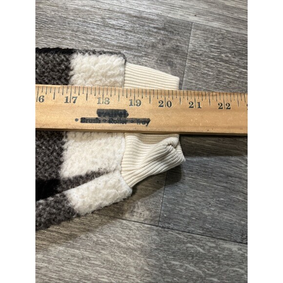 American Eagle Hoodie Women’s Sherpa Fleece Kangaroo Pocket Black White Medium - Picture 8 of 9